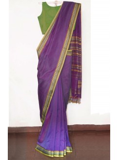 Purple, Handwoven Organic Cotton, Textured Weave , Jacquard, Work Wear,  Saree 